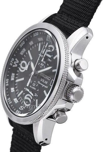 Montre Homme Seiko Solar SSC135P1 Chronograph Bracelet En Nylon Noir vue 3