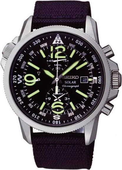 Montre Homme Seiko Solar SSC135P1 Chronograph Bracelet En Nylon Noir