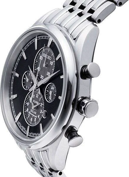 Montre Homme Seiko Solar SSC211P1 Chronograph Bracelet Argenté En Acier Inoxydable vue 3