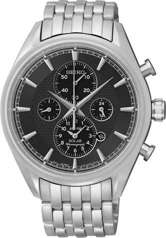 Montre Homme Seiko Solar SSC211P1 Chronograph Bracelet Argenté En Acier Inoxydable