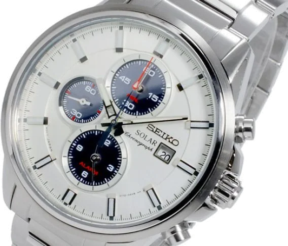 Montre Homme Seiko Solar SSC251P1 Chronograph Bracelet Argenté En Acier Inoxydable vue 3