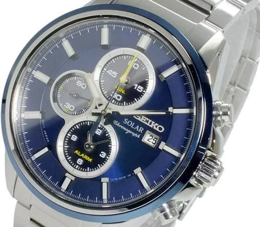 Montre Homme Seiko Solar SSC253P1 Chronograph Bracelet Argenté En Acier Inoxydable vue 3