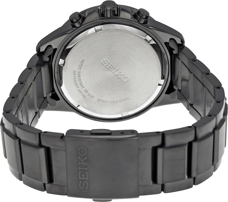 Montre Homme Seiko Solar SSC269P9 Chronograph Bracelet Noir En Acier Inoxydable vue 2