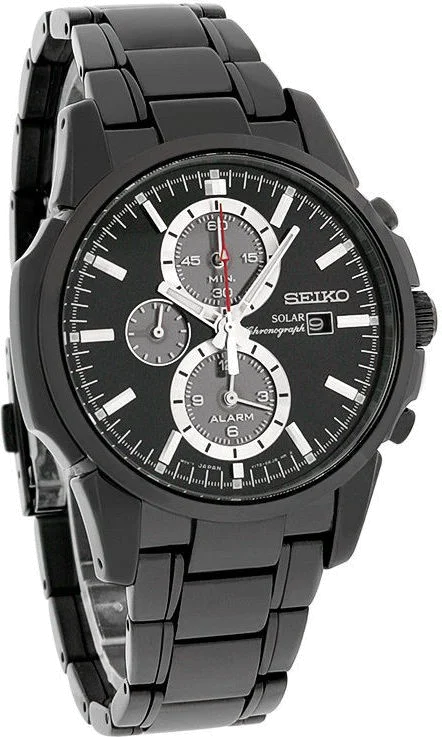Montre Homme Seiko Solar SSC269P9 Chronograph Bracelet Noir En Acier Inoxydable vue 3