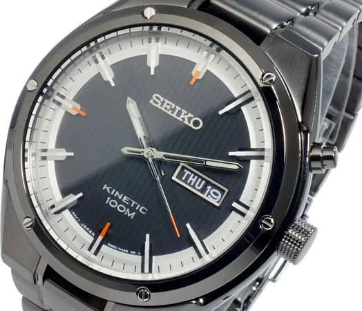 Montre Homme Seiko Kinetic SMY153P1 Bracelet Noir En Acier Inoxydable vue 3