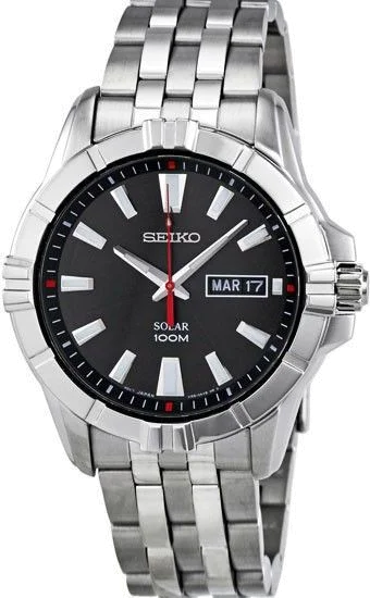 Montre Homme Seiko Solar SNE161P1 Bracelet Argenté En Acier Inoxydable