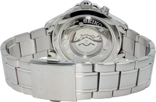 Montre Homme Seiko Sport SKA641 Bracelet argenté lunette noire vue 2