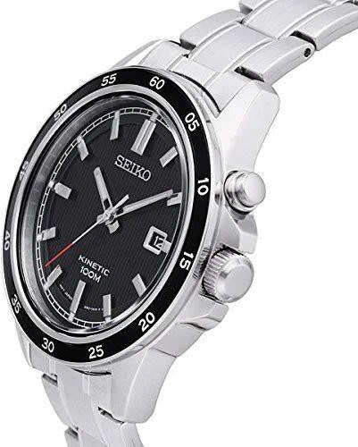 Montre Homme Seiko Sport SKA641 Bracelet argenté lunette noire vue 3