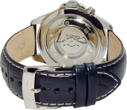 Montre Homme Seiko Sport SKA647P1 Cuir noir texture croco vue 2