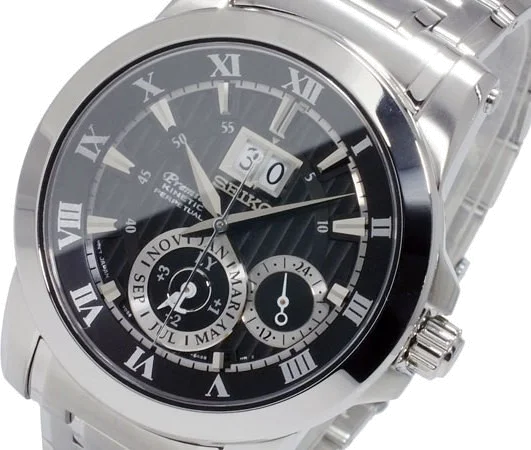 Montre Homme Seiko Sportura SNP093P1 chiffres romains argentés vue 3