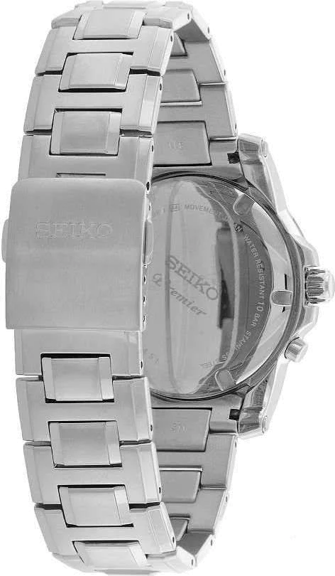 Montre Homme Seiko premier SNQ139P1 Cadran argenté aux aiguilles bleues vue 2