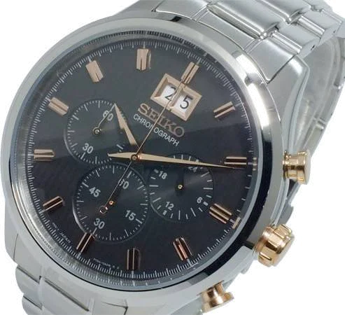 Montre Homme Seiko Classique SPC151P1 Index or rose et cadran gris vue 3