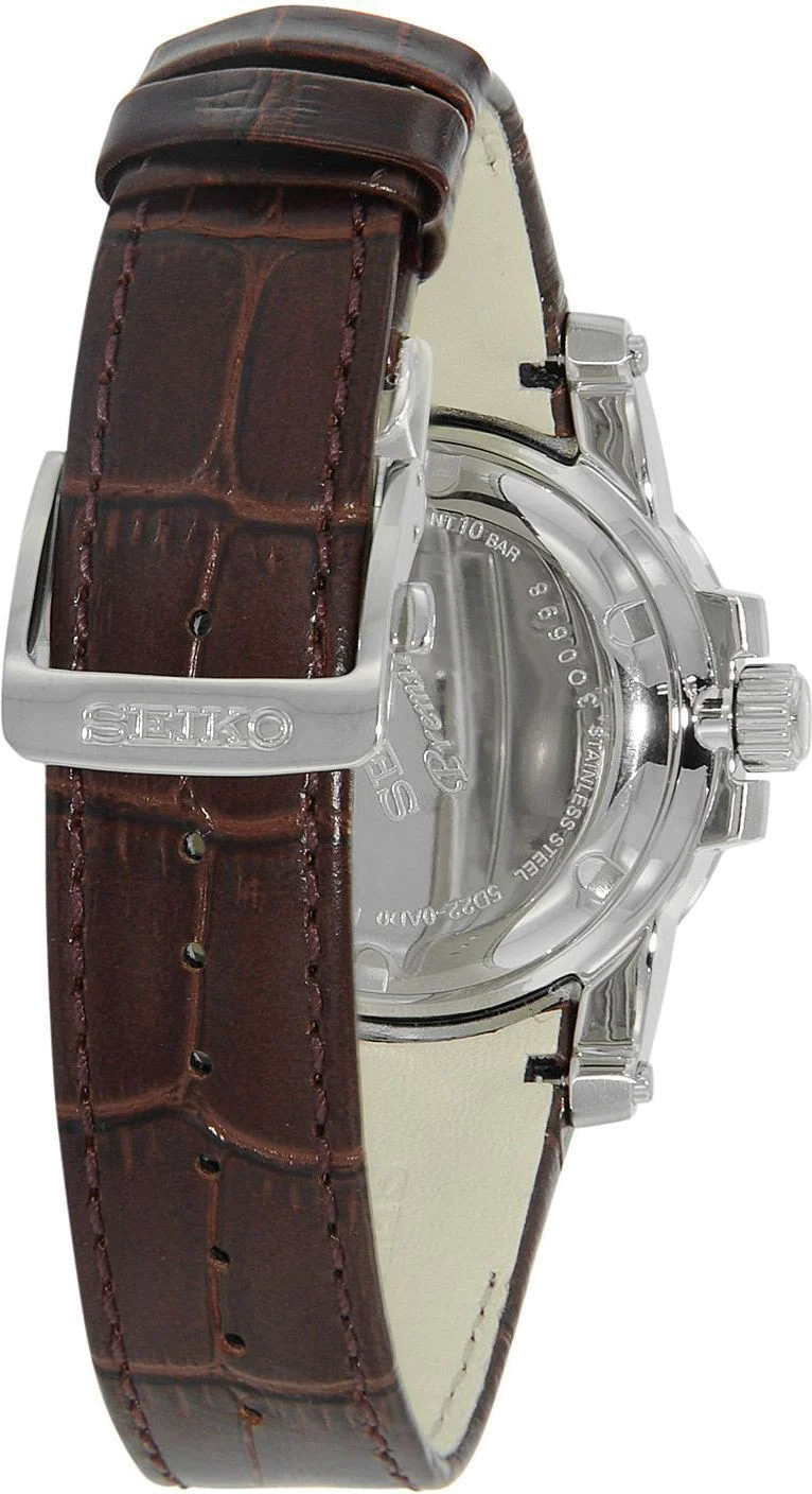 Montre Homme Seiko premier SRG013P1 Bracelet brun en cuir vue 2