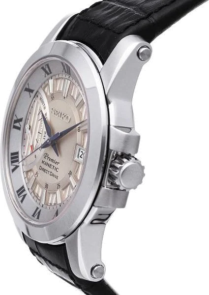 Montre Homme Seiko premier SRG015P1 Bracelet noir en cuir  vue 2