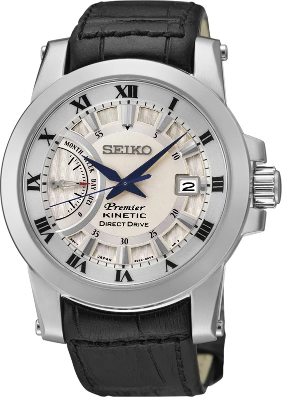 Montre Homme Seiko premier SRG015P1 Bracelet noir en cuir