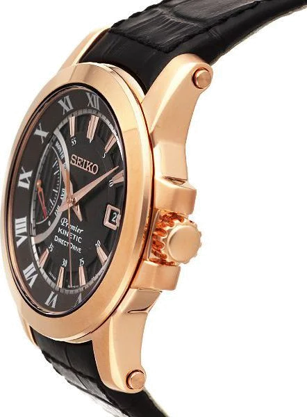 Montre Homme Seiko Premier SRG016P1 Boîtier doré rose en acier vue 2