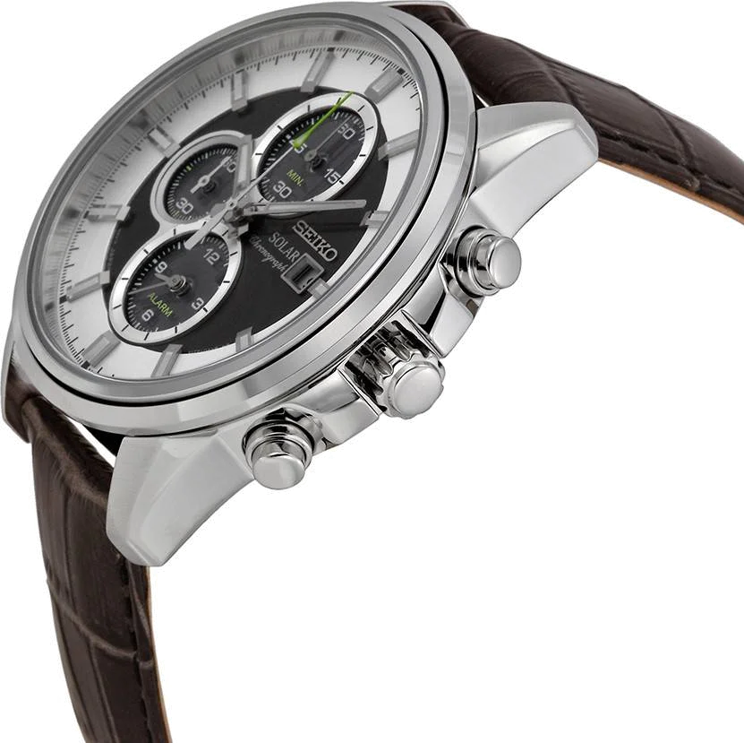 Montre Homme Seiko Solar SSC259P1 Bracelet marron en cuir vue 3