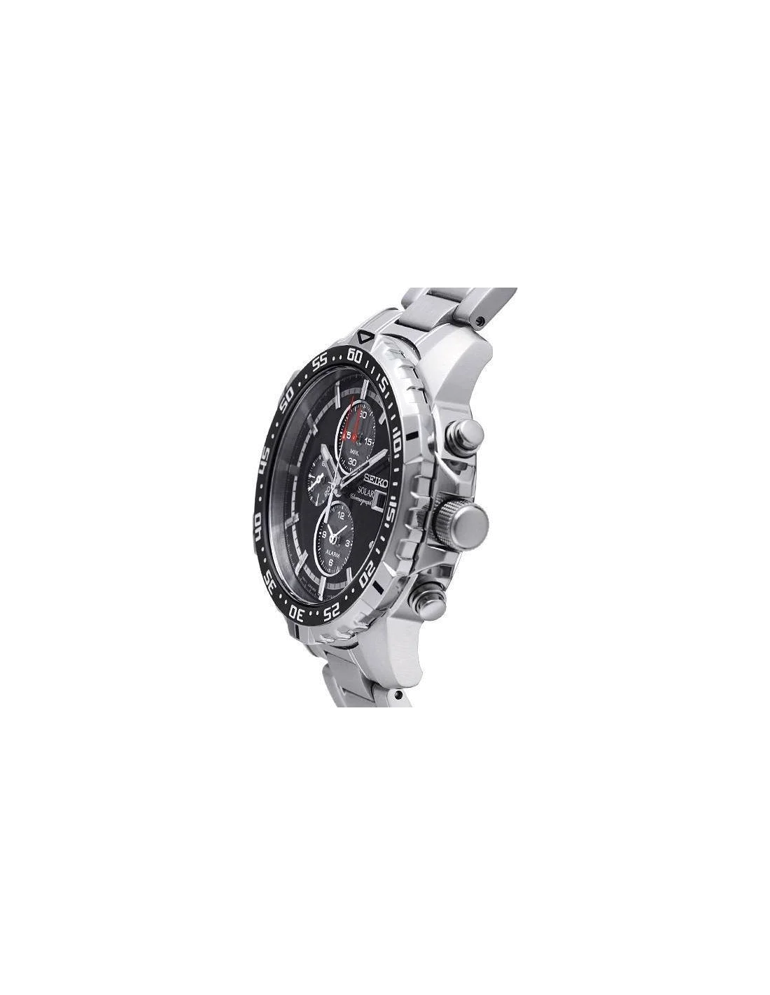 Montre Homme Seiko Solar SSC299P1 Chronographe noir et argenté vue 2