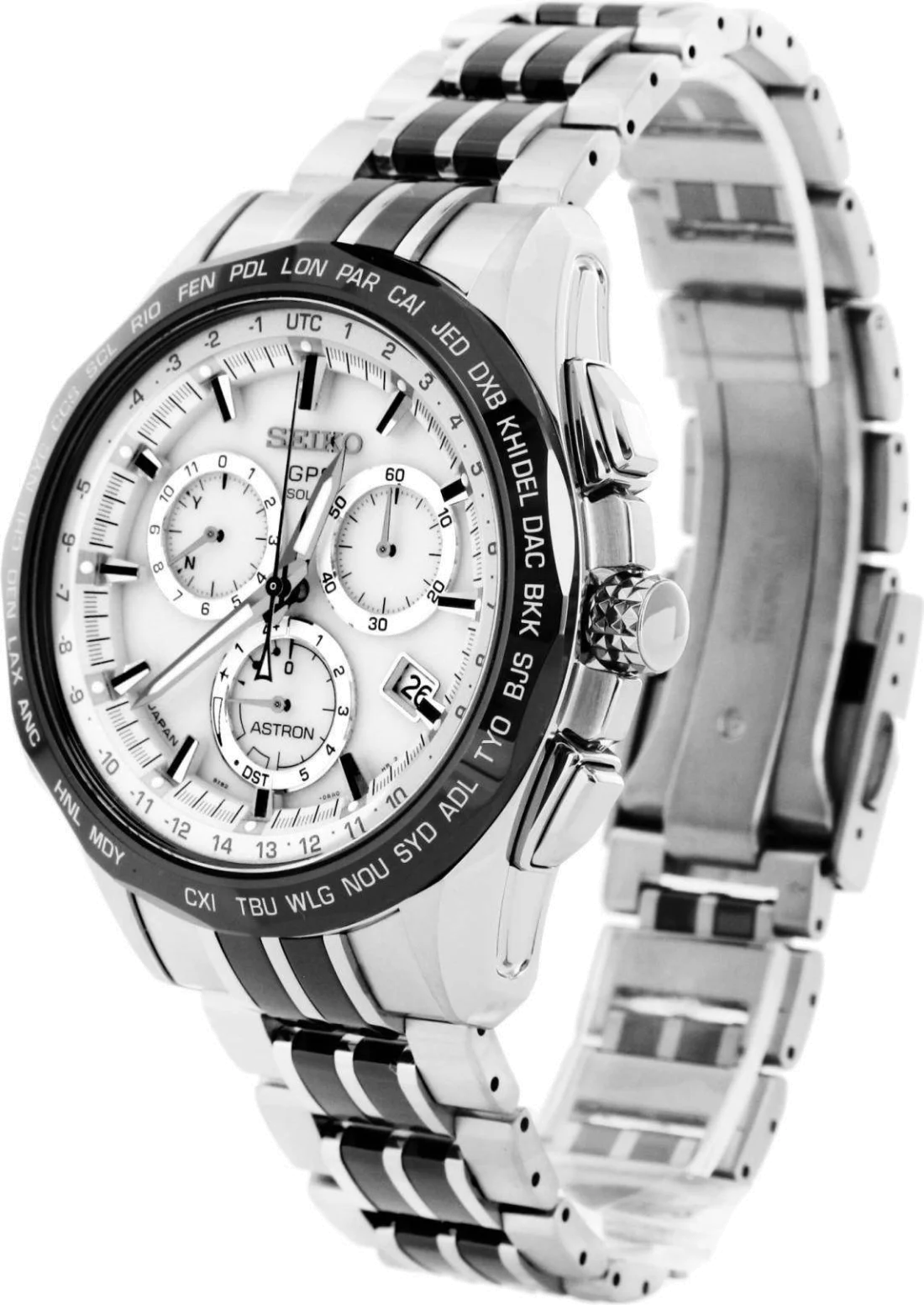 Montre Homme Seiko Astron GPS Solar SSE001J1 Bracelet bicolore en titane vue 3