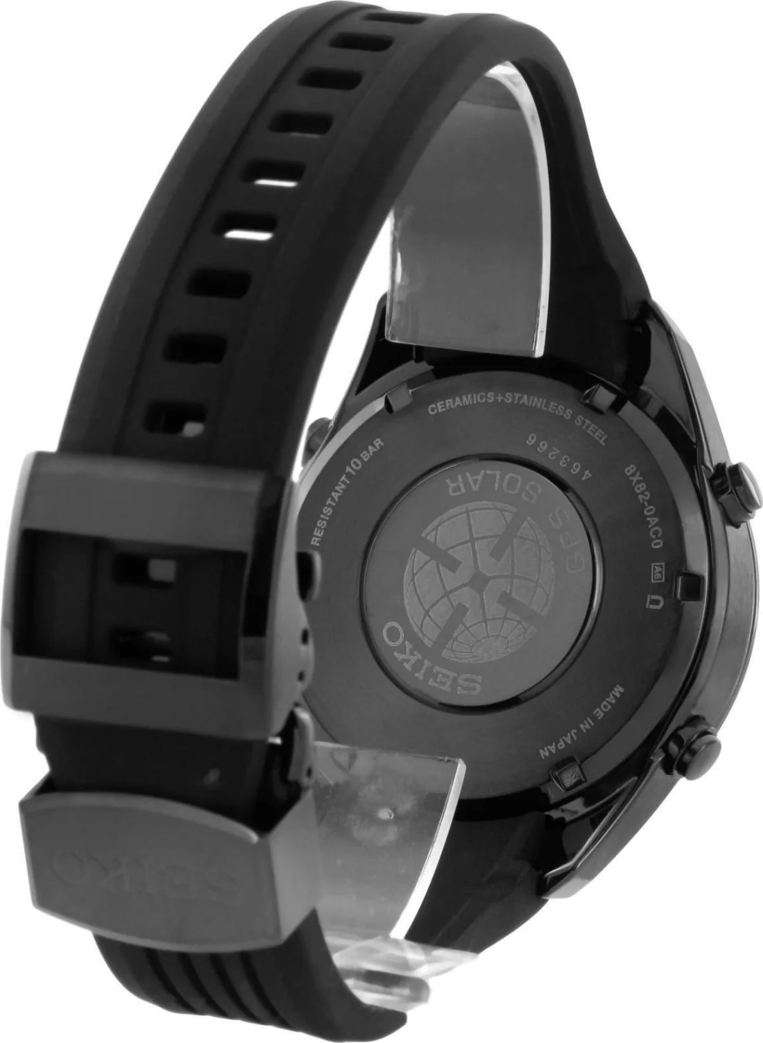 Montre Homme Seiko Astron GPS Solar SSE017J1  Index oranges et caoutchouc noir vue 2