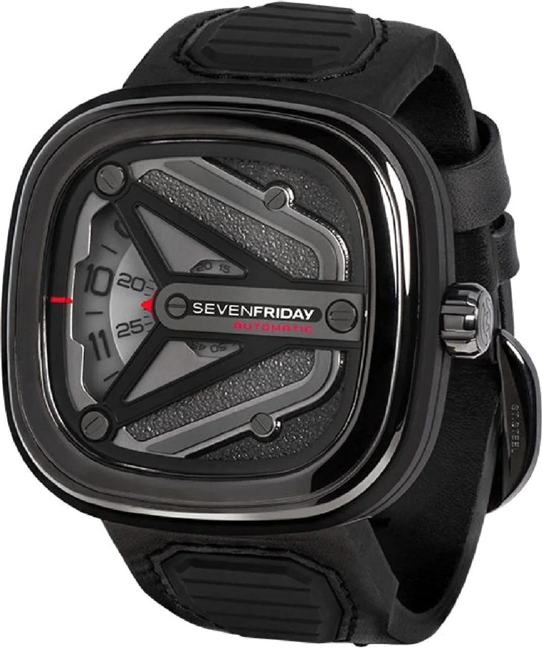 Montre Homme SEVENFRIDAY Spaceship M3/01 Automatique bracelet cuir de veau noir vue 2