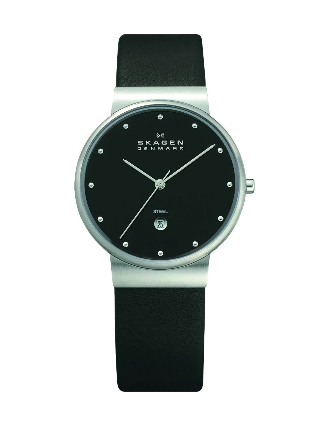 Montre Homme Skagen Slimline 355LSLB - Cadran Noir, Bracelet Cuir Noir