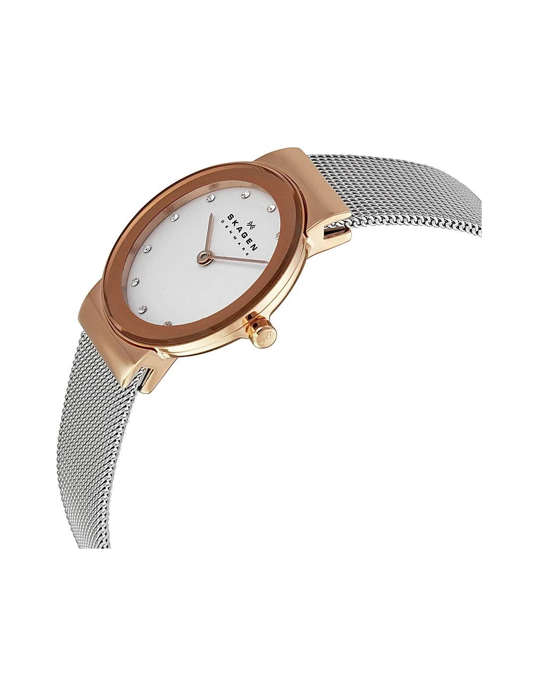 Montre Skagen Freja 358SRSC pour Femme, Acier Rose Doré, Cadran Blanc, Maille Milanaise vue 2