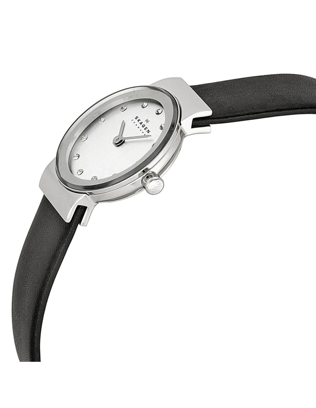 Montre Femme Skagen Freja 358XSSLBC Cadran Argent Bracelet Cuir Noir vue 2