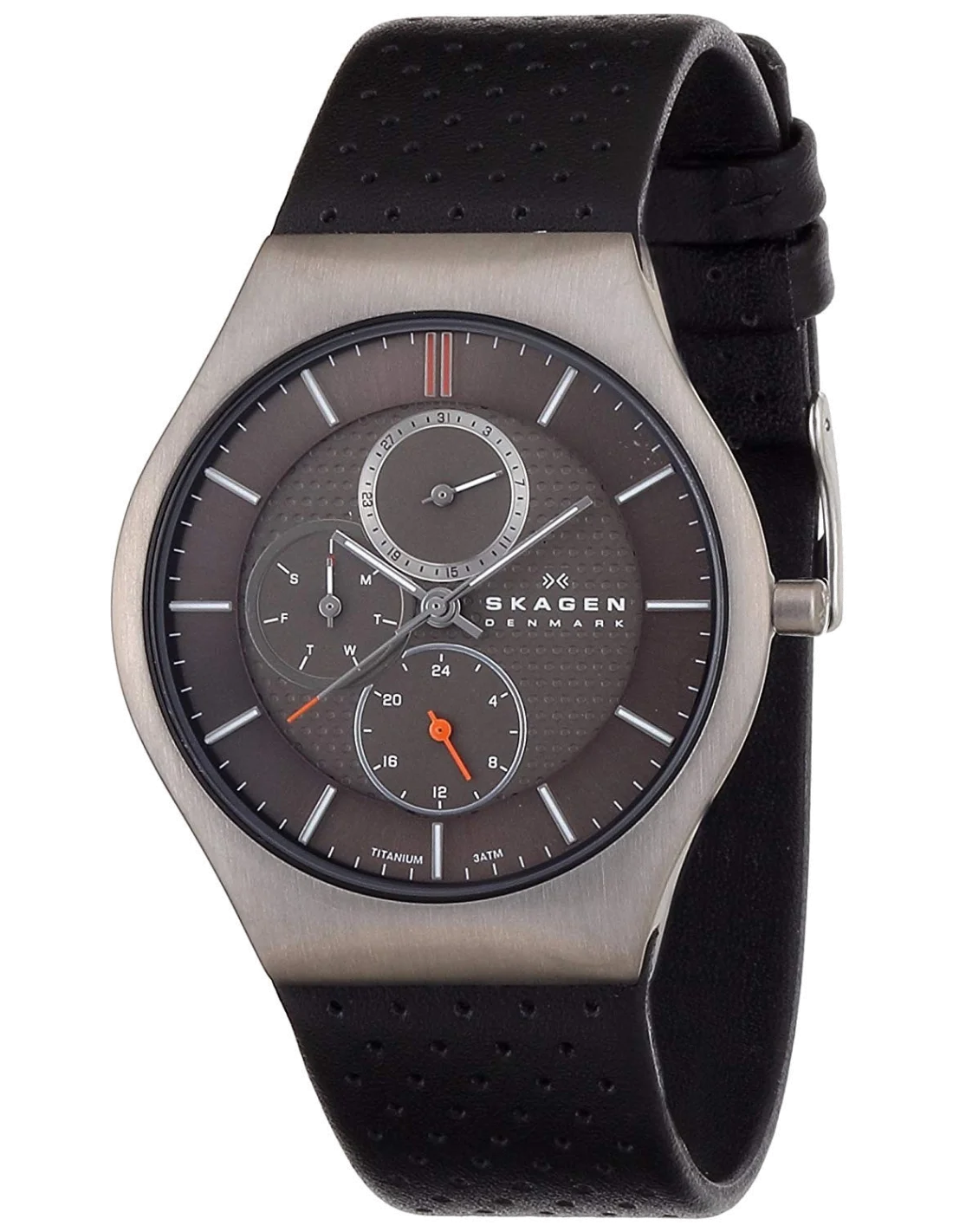 Montre Homme Skagen 806XLTLM Chronographe Cadran Noir Bracelet Cuir Noir