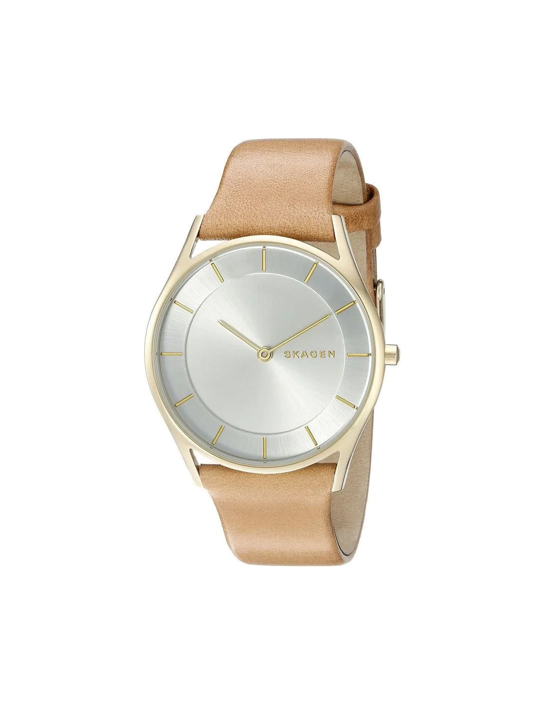 Montre Skagen Holst SKW2344 pour Femme, Cadran Argent et Bracelet Cuir Beige