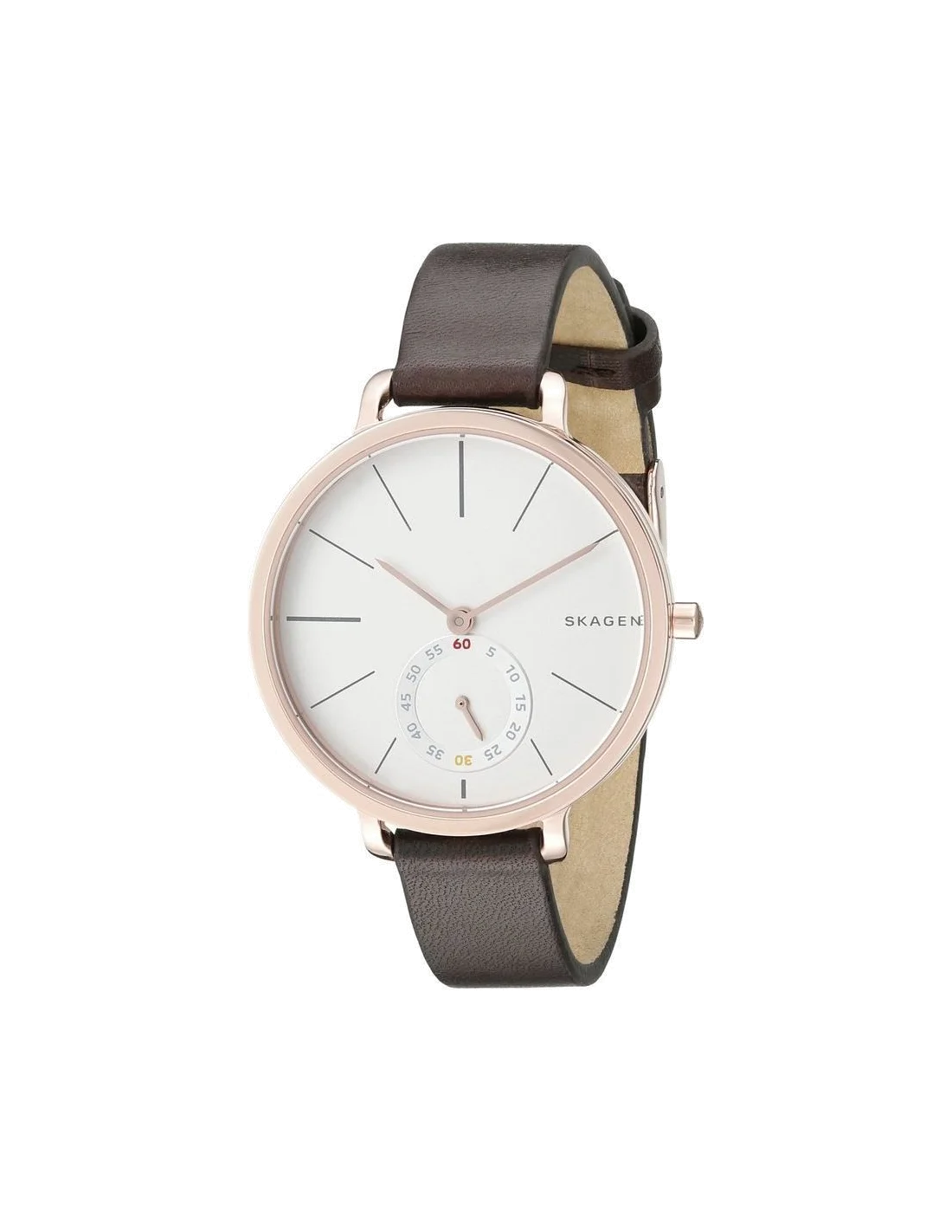 Montre Femme Skagen Hagen SKW2356 en Cuir Marron et Boîtier Or Rose