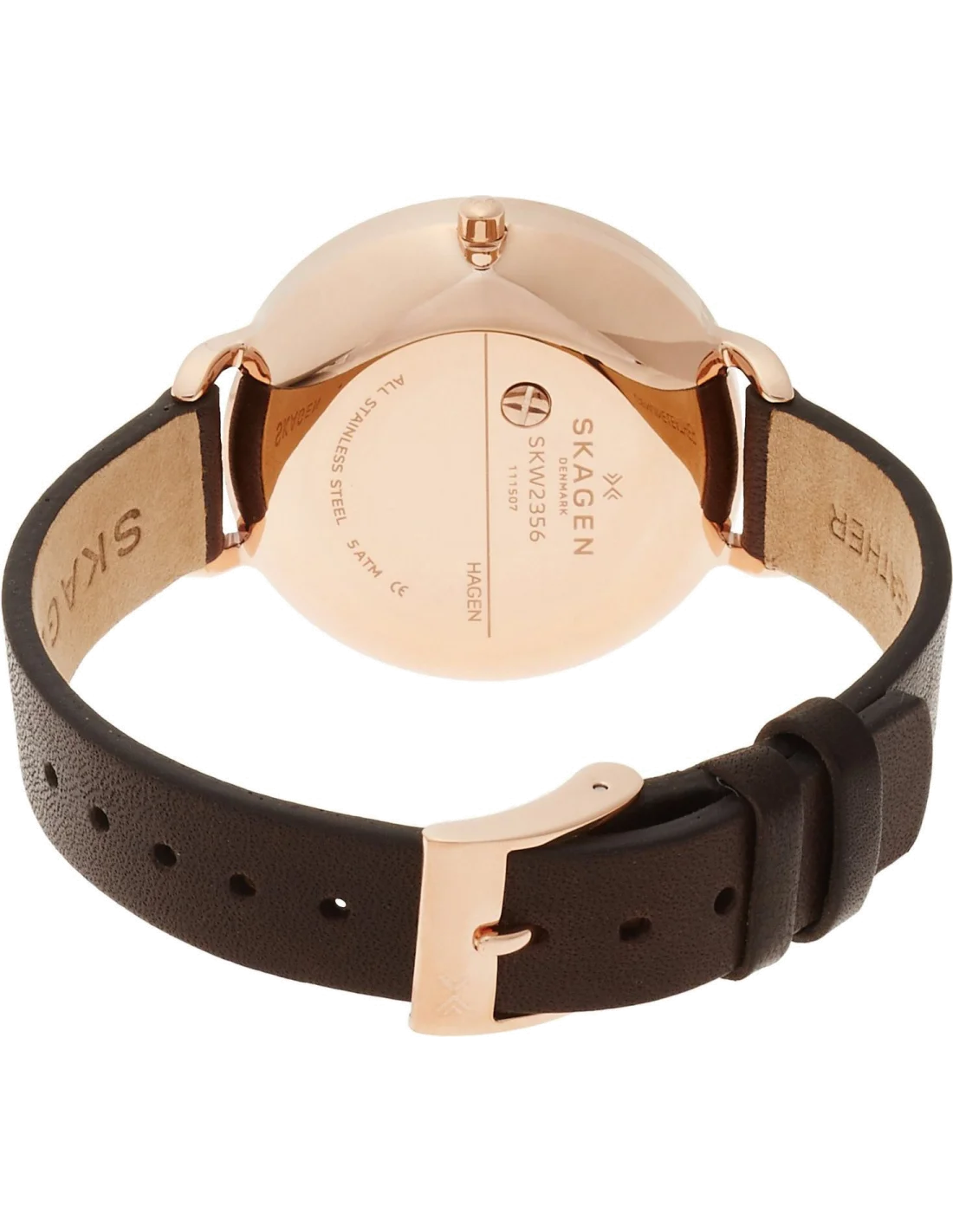 Montre Femme Skagen Hagen SKW2356 en Cuir Marron et Boîtier Or Rose vue 3