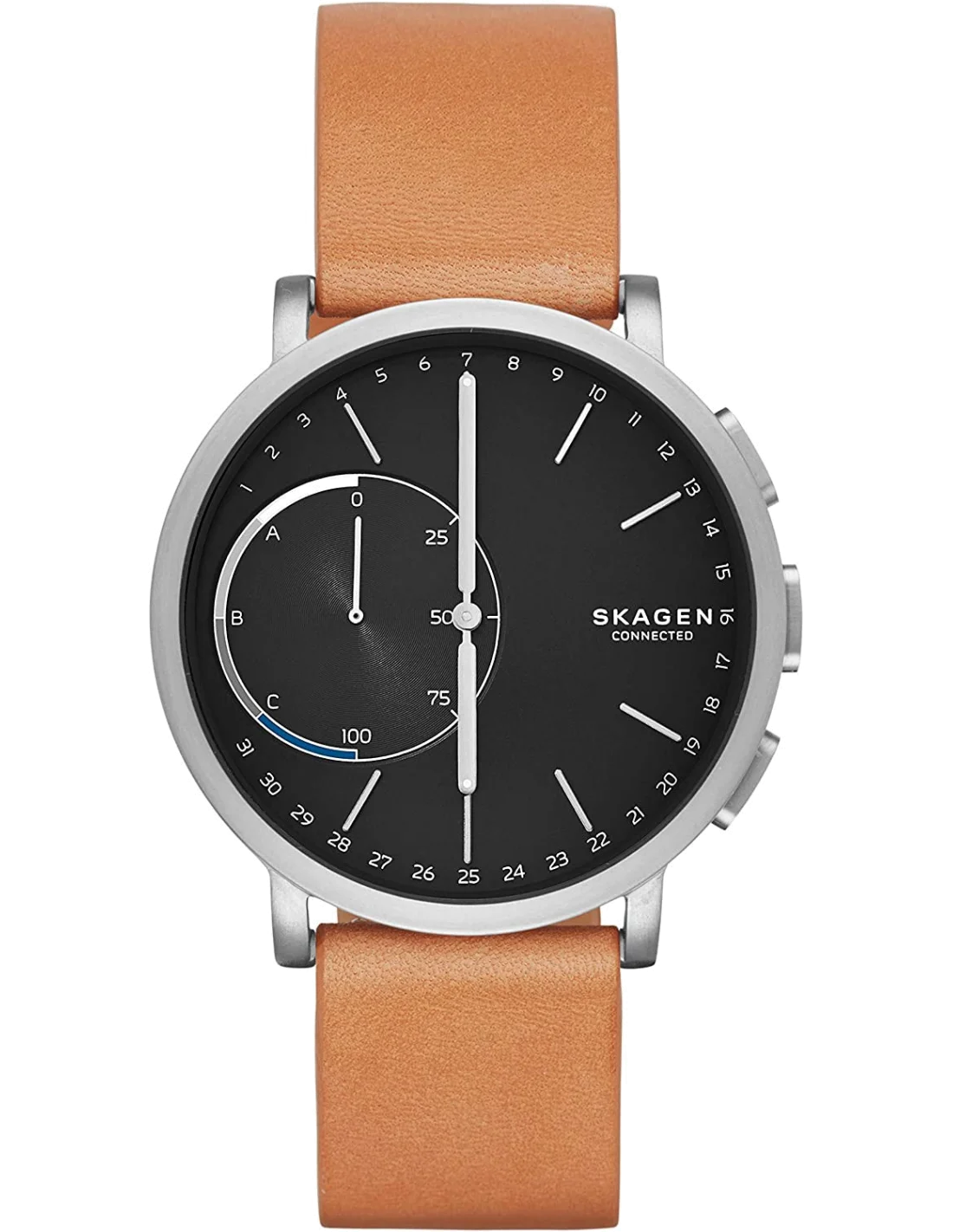 Montre Femme Skagen Hagen Connectée SKT1104 Cadran Noir Bracelet Cuir Marron vue 2