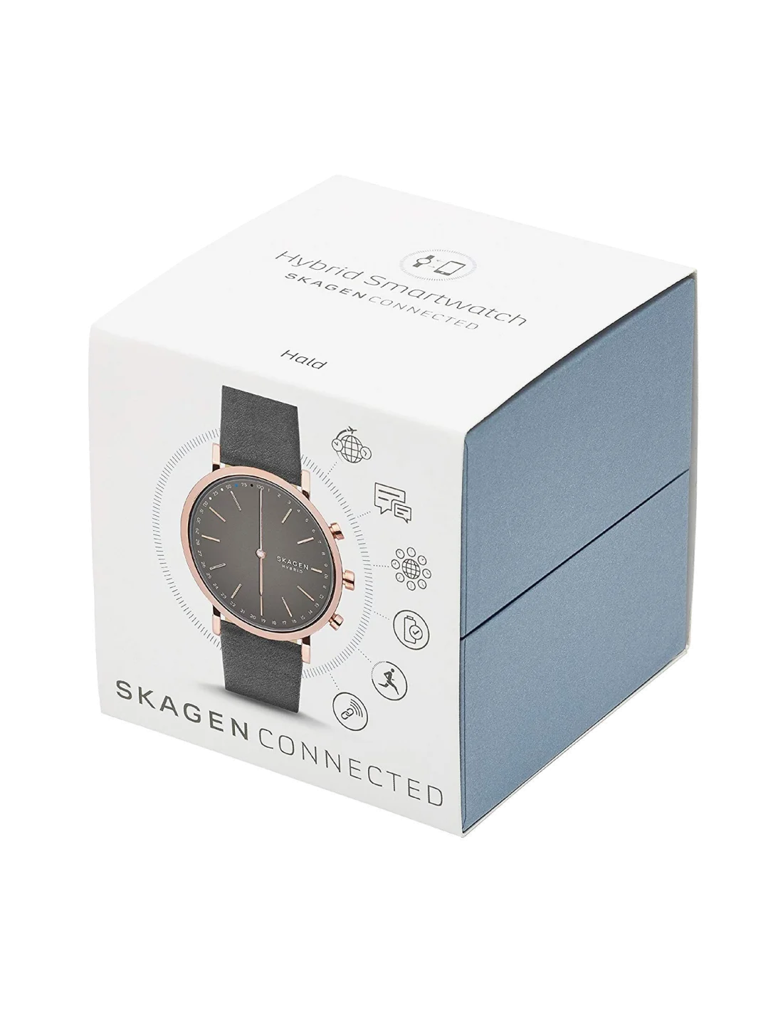 Montre connectée hybride Skagen Hald SKT1207 - Cadran gris, bracelet cuir gris, or rose - Pour femme vue 2