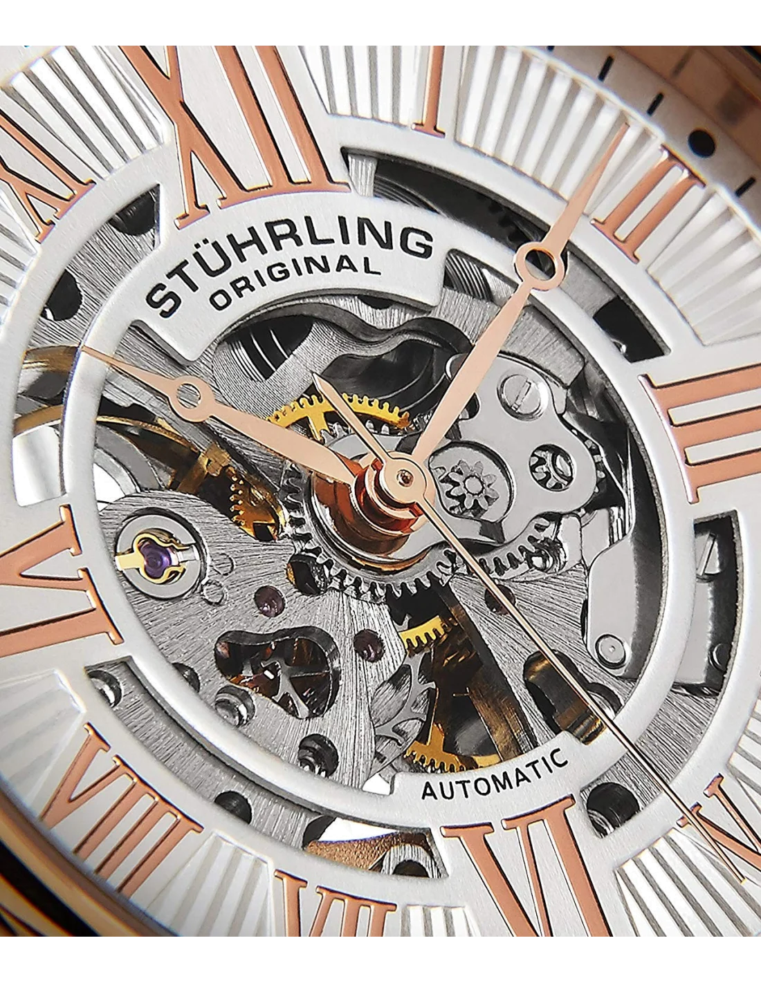 Montre Homme Stuhrling Original Classique Atrium 747.04 Bracelet en cuir croco marron vue 2