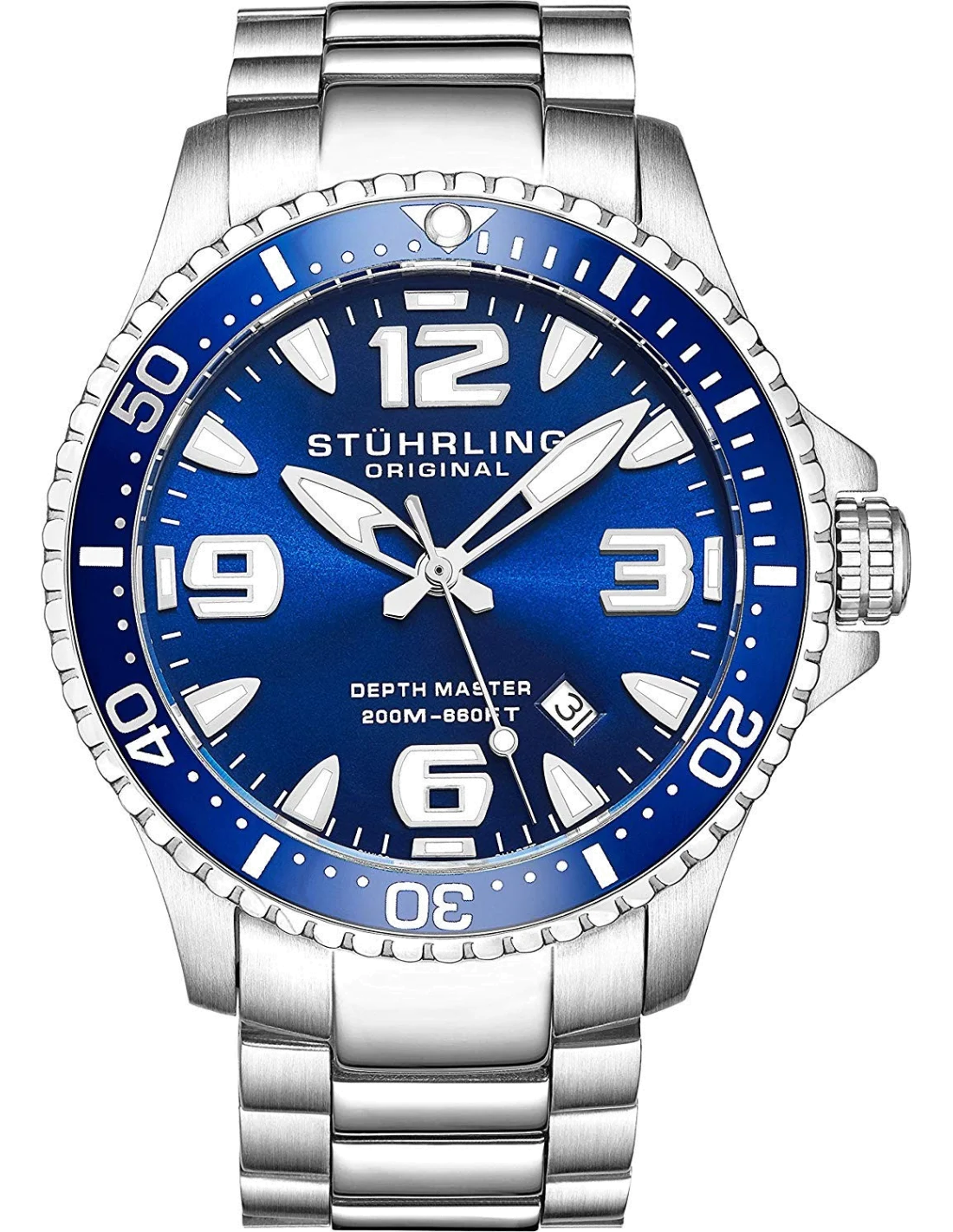 Montre Homme Stuhrling Original Aquadiver 842Z.01 Fond Bleu bracelet acier