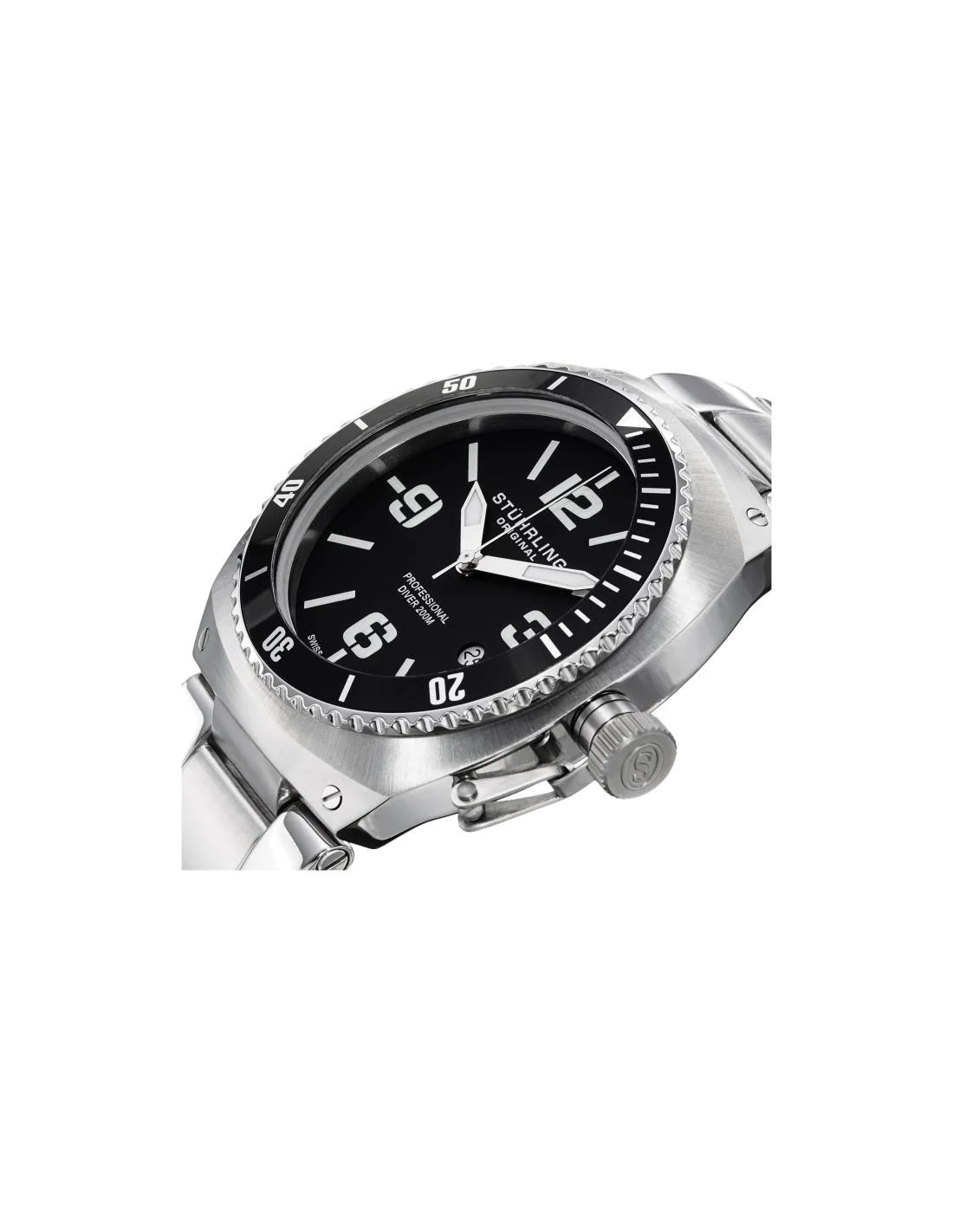 Montre Homme Stuhrling Original Aquadiver 410.331113 Argent vue 2