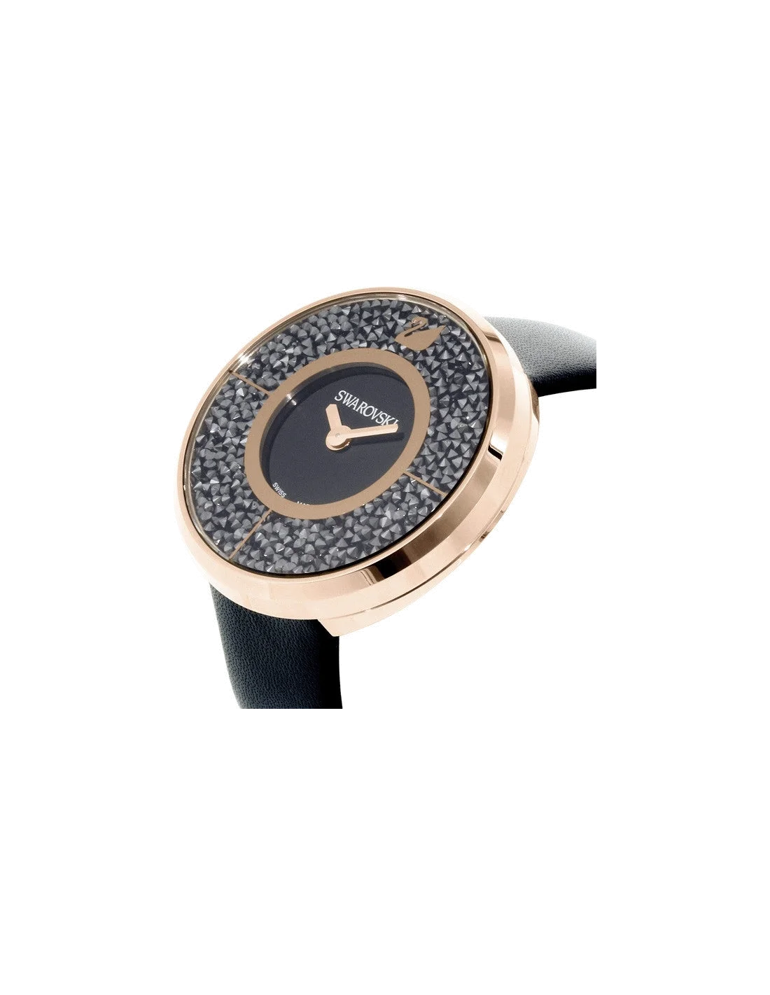 Montre Femme Swarovski Crystalline 5045371 - Boîtier Or Rose, Cadran Noir, Bracelet Cuir vue 2