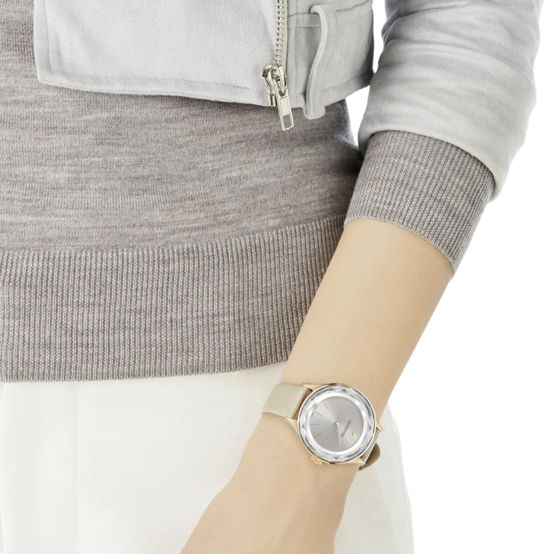 Montre Swarovski Octea Lux 5295326 pour Femme, Cadran Gris, Lunette Cristal, Bracelet Cuir vue 3