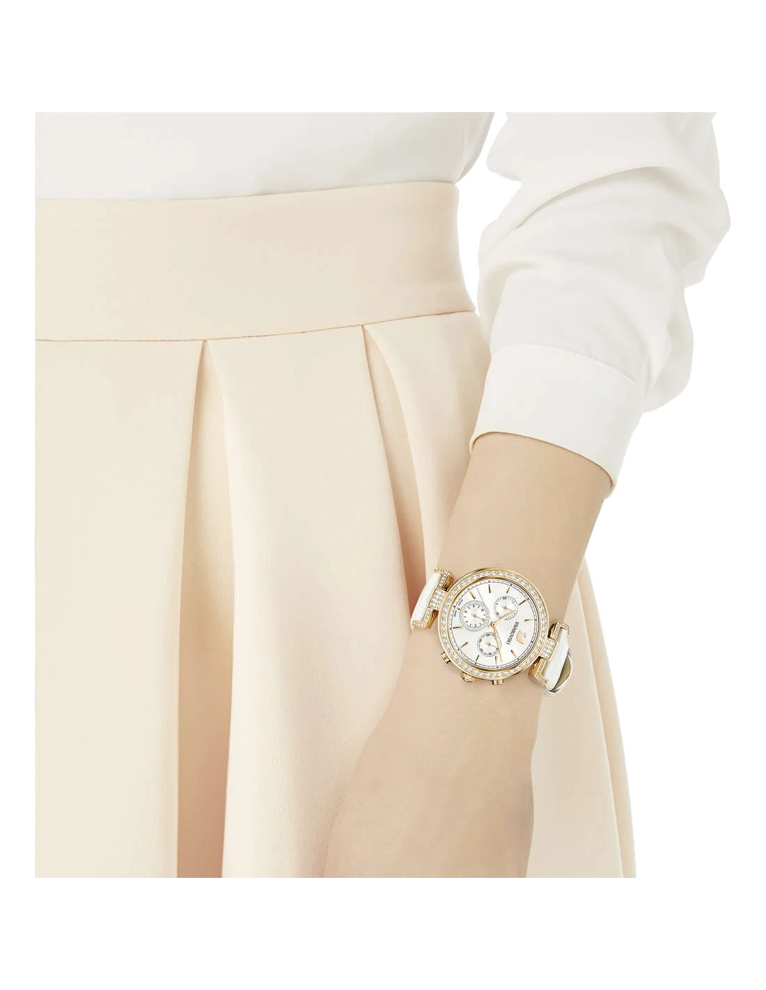 Montre Femme Swarovski 5295369 Era Journey - Cadran Blanc Diamanté, Bracelet Cuir Blanc vue 4