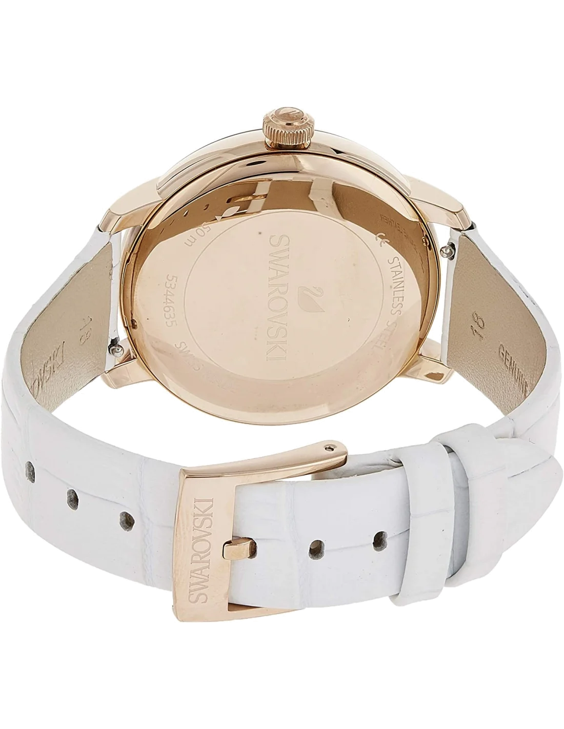 Montre Femme Swarovski Crystalline 5344635, Cadran Vert, Boîtier Or Rose, Bracelet Cuir Blanc vue 2