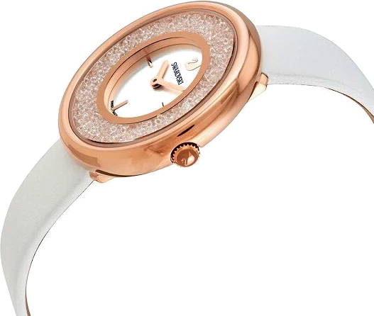 Montre Femme Swarovski Crystalline Pure 5376083 - Cadran Argenté, Boîtier Or Rose, Bracelet Cuir Blanc vue 2
