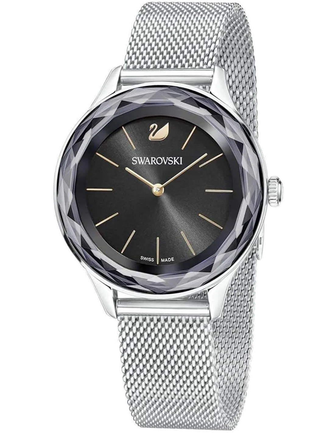 Montre Femme Swarovski Octea Nova 5430420 Cadran Noir Acier Argent
