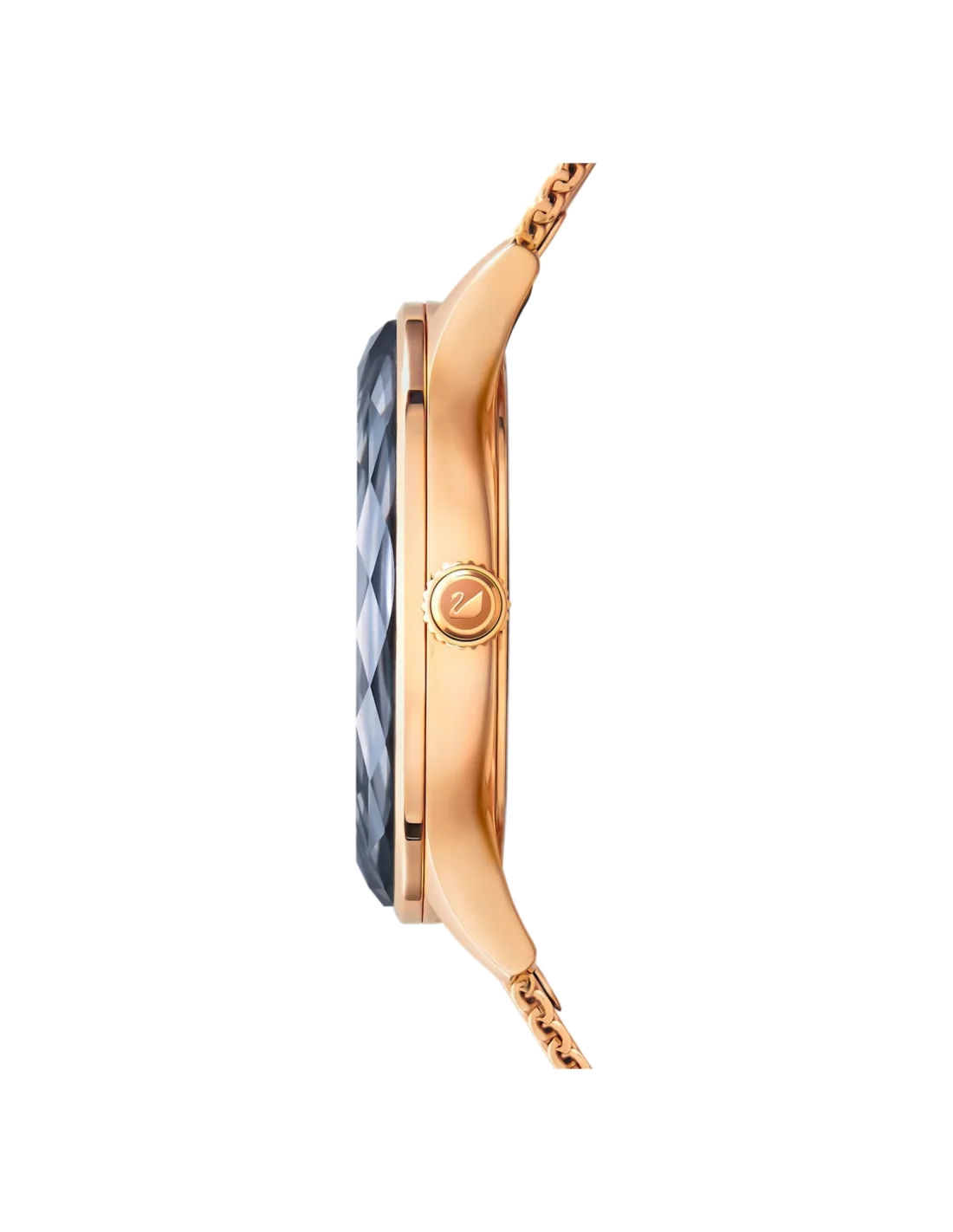 Montre Swarovski Octea Nova 5430424 pour femme, cadran noir et bracelet maille milanaise or rose vue 2