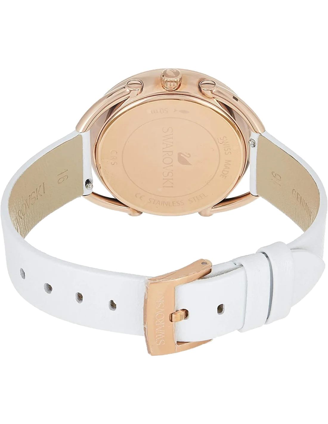 Montre Femme Swarovski 5452459 Crystalline Glam, Cadran Argent Cristaux, Bracelet Cuir Blanc vue 3