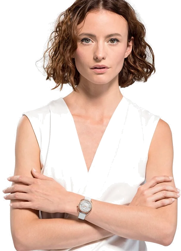 Montre Femme Swarovski 5452459 Crystalline Glam, Cadran Argent Cristaux, Bracelet Cuir Blanc vue 4