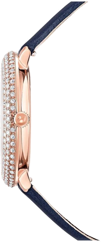 Montre Femme Swarovski 5484061 - Cadran et Bracelet Cuir Satiné Bleu Nuit - Cristaux vue 2