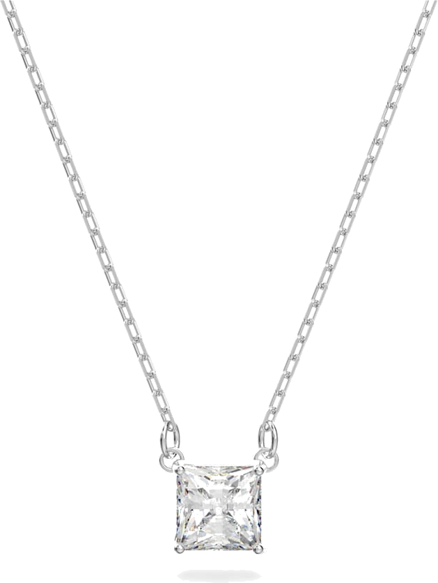 Collier Swarovski Attract solitaire carré en métal rhodié - Blanc vue 4