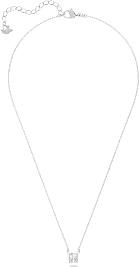 Collier Swarovski Attract solitaire carré en métal rhodié - Blanc vue 5