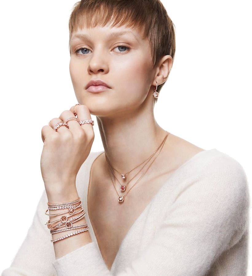 Collier Swarovski Attract solitaire carré en métal rhodié - Or rose vue 3